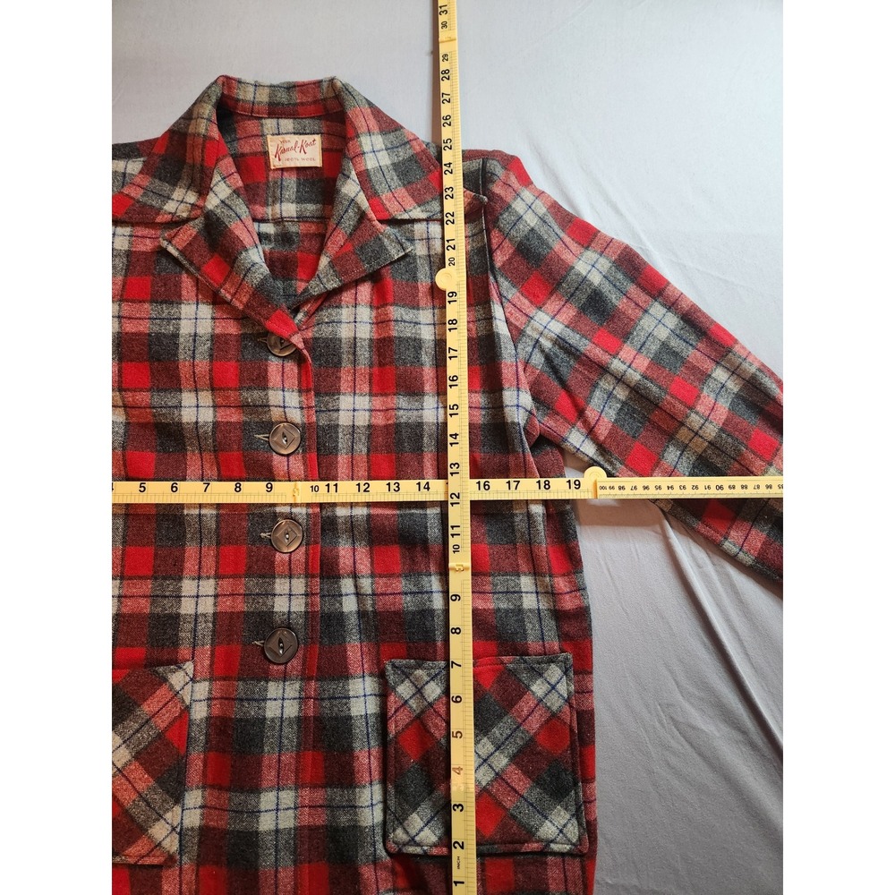 Vintage Your Kasual Koat Red Plaid Wool Blazer Jacket Button Front Pockets View 4